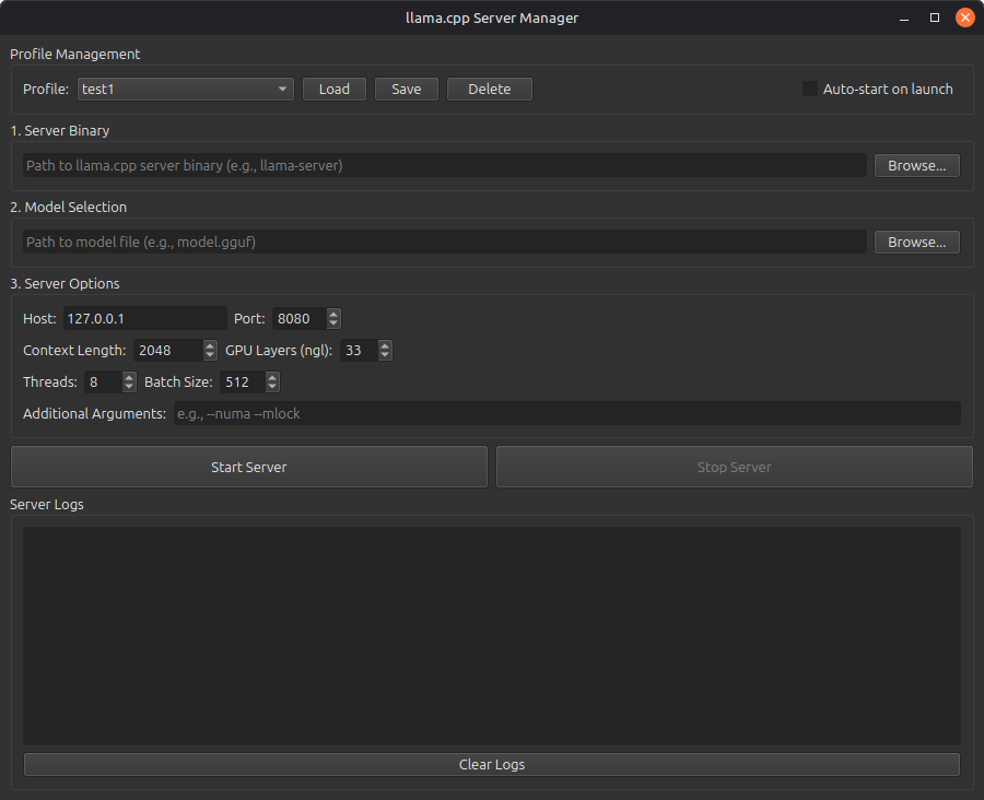 llama.cpp Server GUI Screenshot